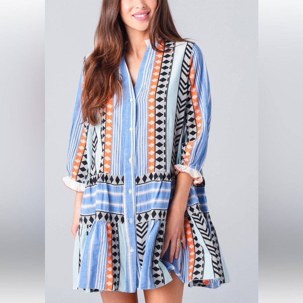 Devotion 100%Cotton Colorful Midi
Geometric Patterned Dress Size Small